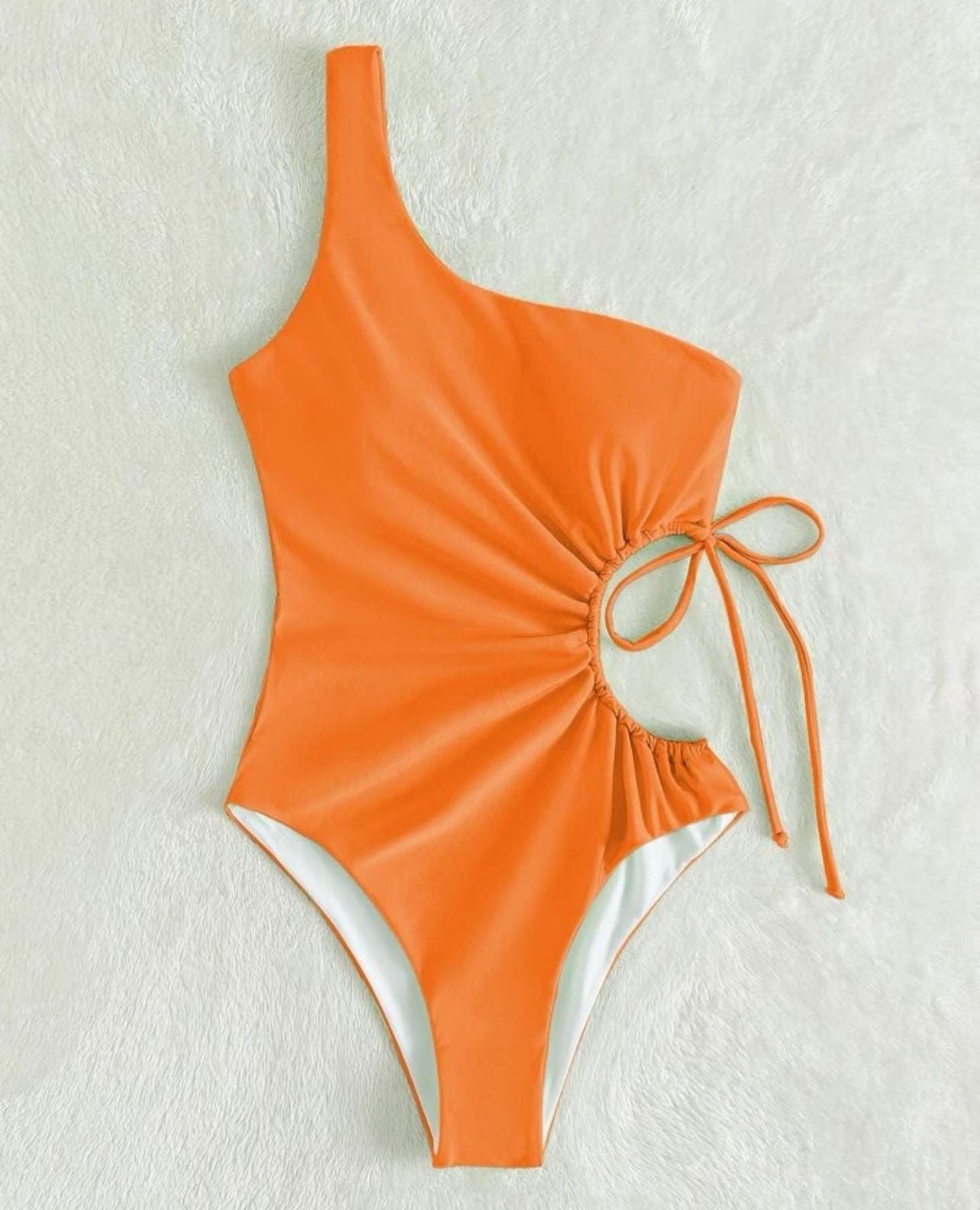 Side Draw String One Piece Swimsuit