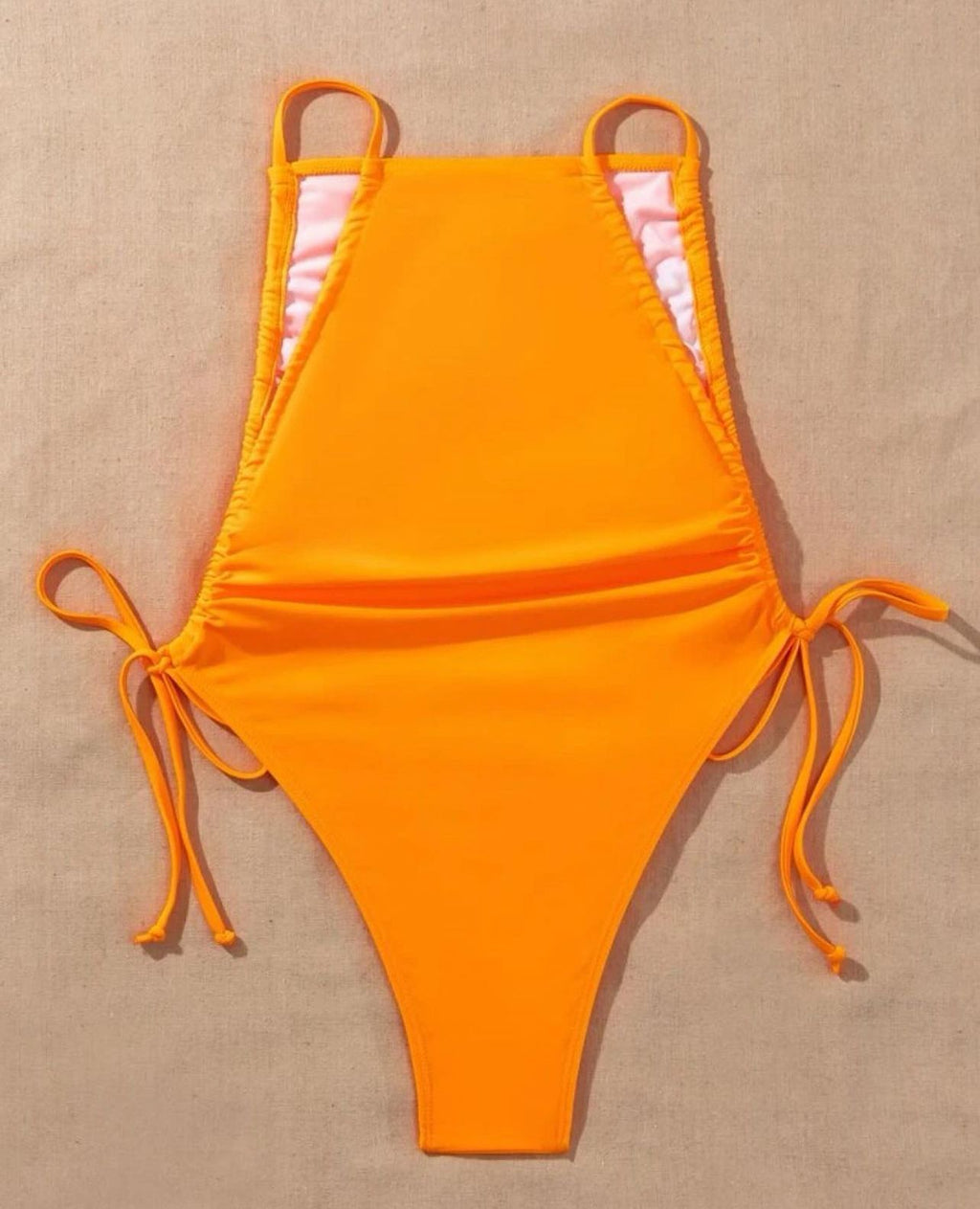 Side Draw String One Piece Swimsuit