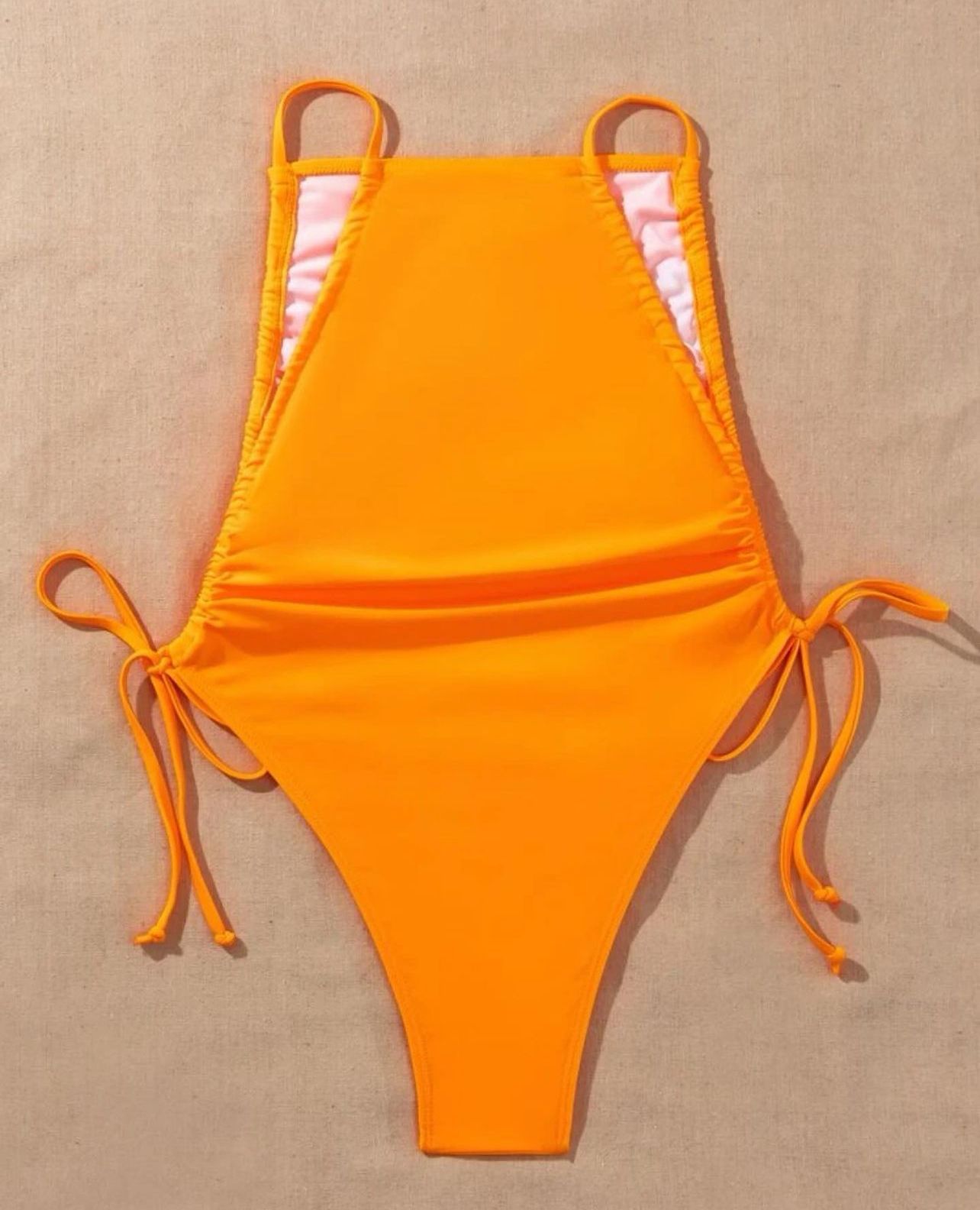 Side Draw String One Piece Swimsuit